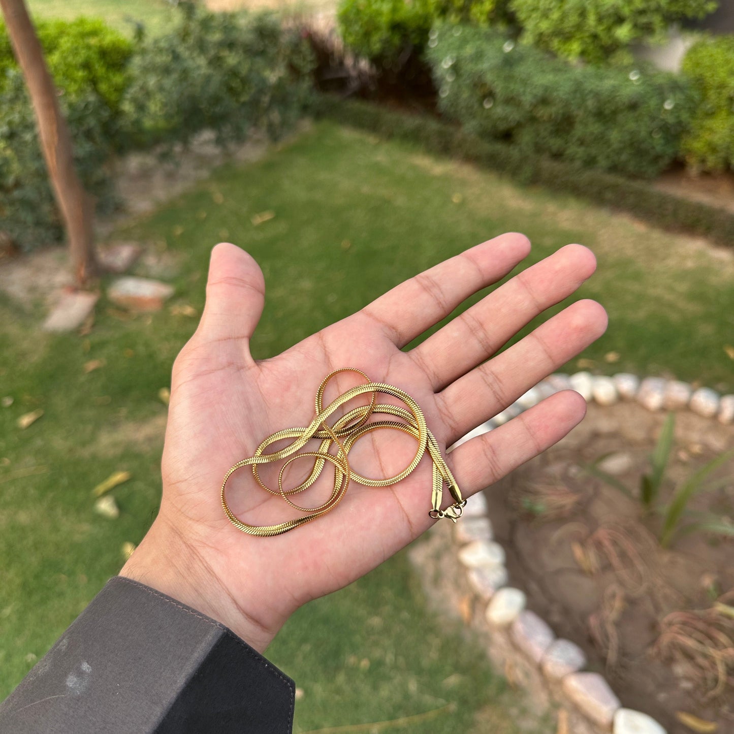 Premium Black & Gold Stainless Steel Sleek-Snake Chain
