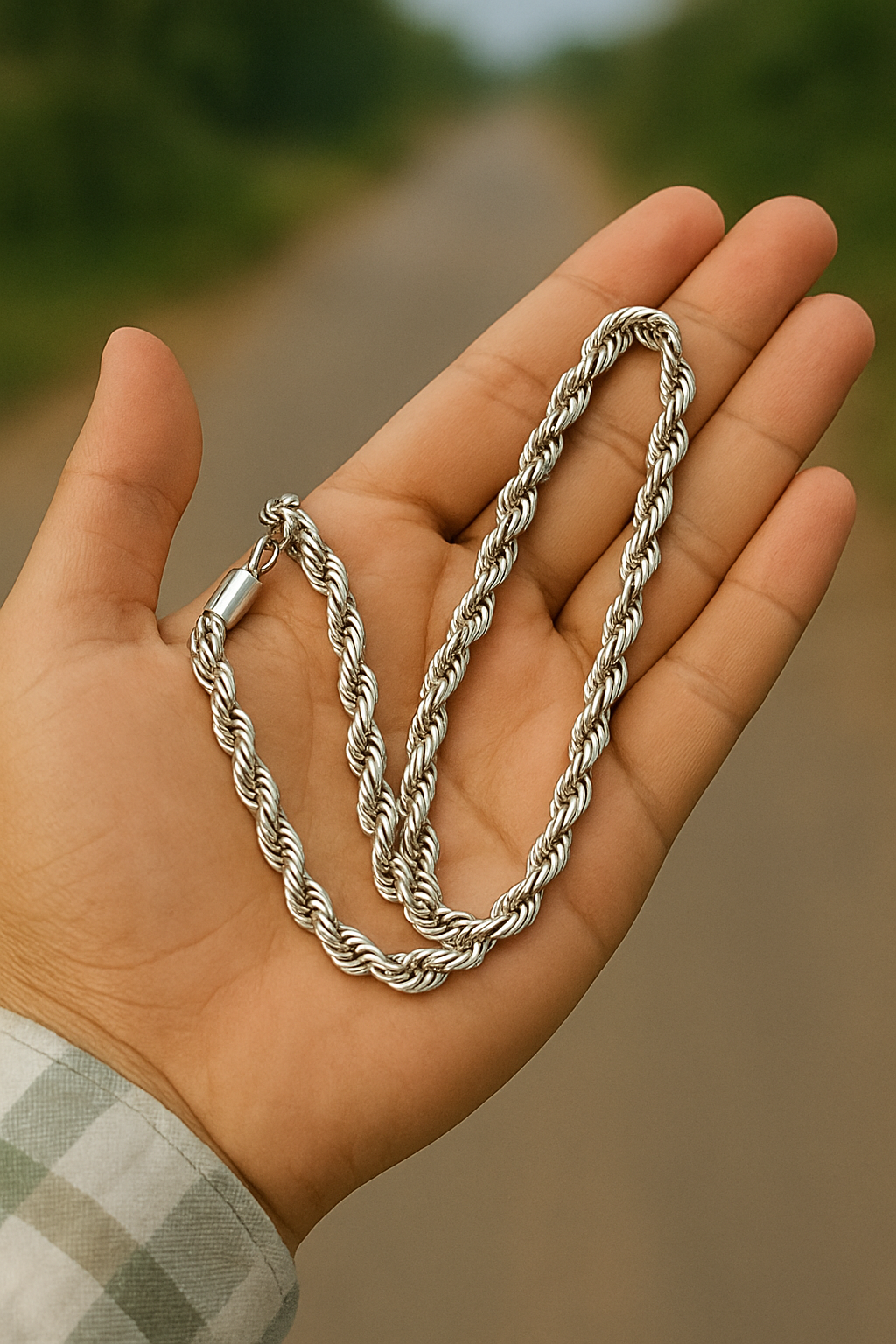 Twisted Rope Chain – Pure Stainless Steel Necklace | Durable Chain for Men & Boys