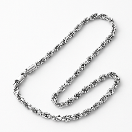 Twisted Rope Chain – Pure Stainless Steel Necklace | Durable Chain for Men & Boys